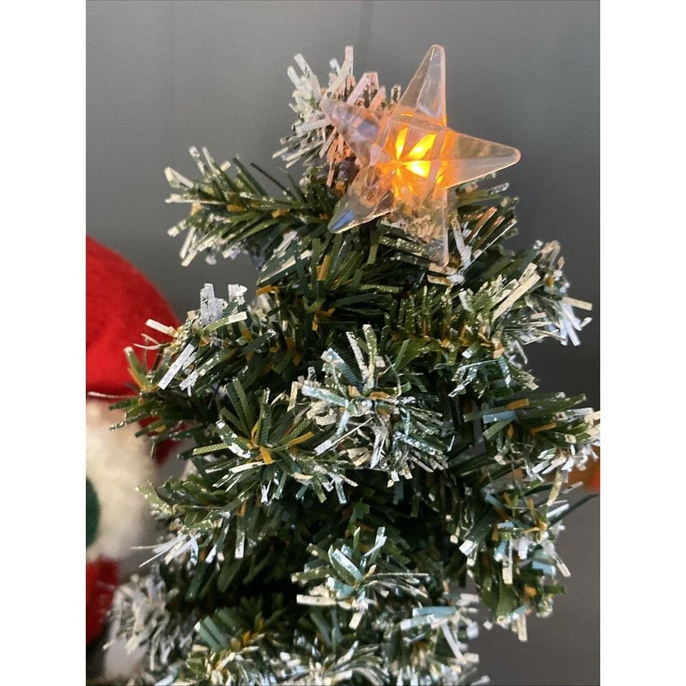 Vintage Musical Christmas Holiday Scene SANTA CHRISTMAS LIGHTED TREE BAG GIFTS